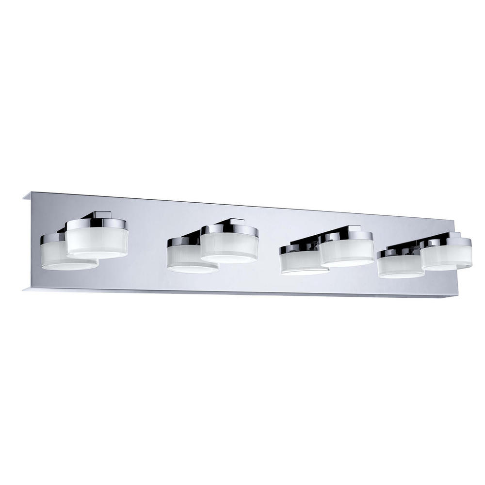 4 LT LED Bath/Vanity Light w/ Chrome Finish & Clear & Satin Acrylic Shades