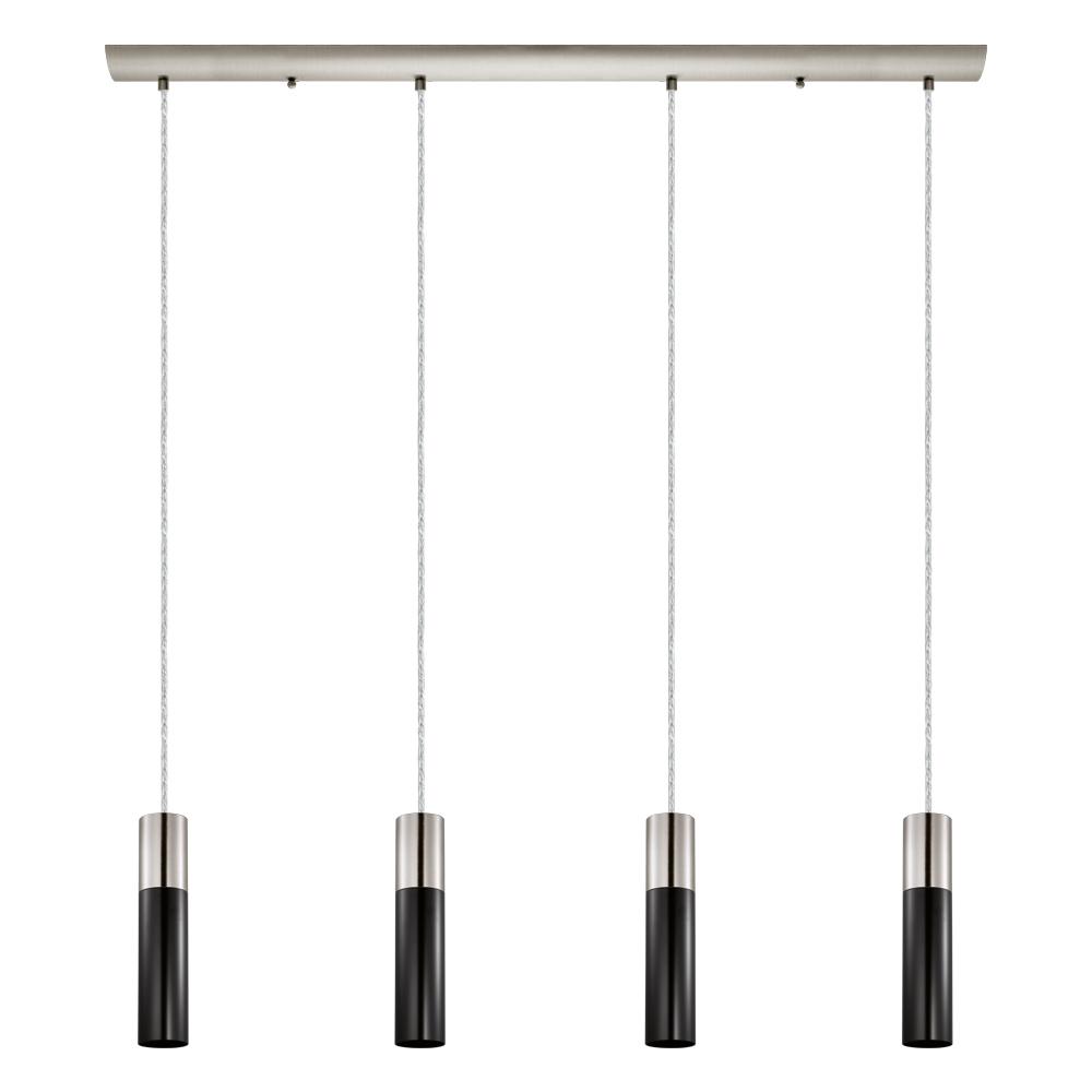 4 LT Linear Pendant w/ Matte Nickel Finish & Matte Black Shades w/ matte Nickel Accents