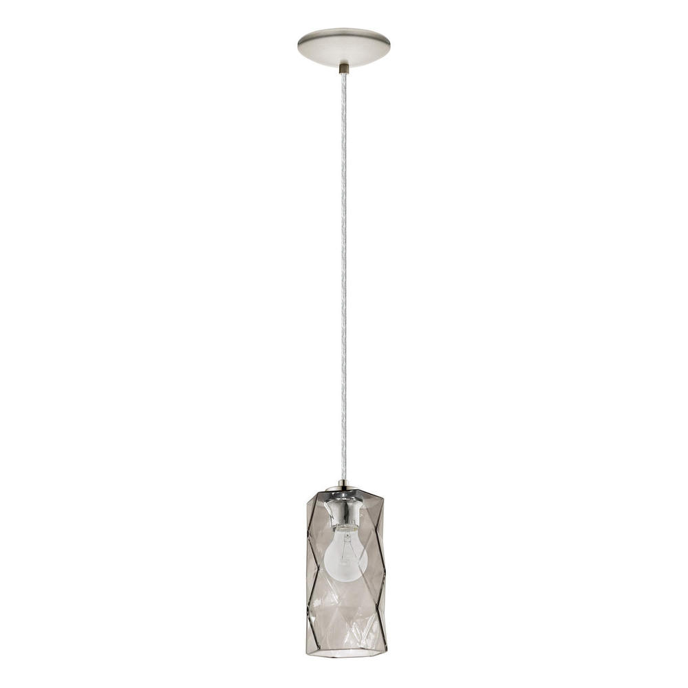 1 LT Mini Pendant w/ Satin Nickel Finish & Smoked Glass Cylinder Shade