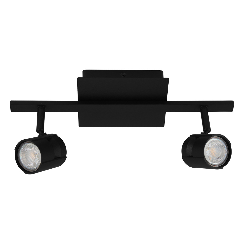 2 LT Fixed Track Light w/ Black Finish & Black Adjustable Lamp Heads
