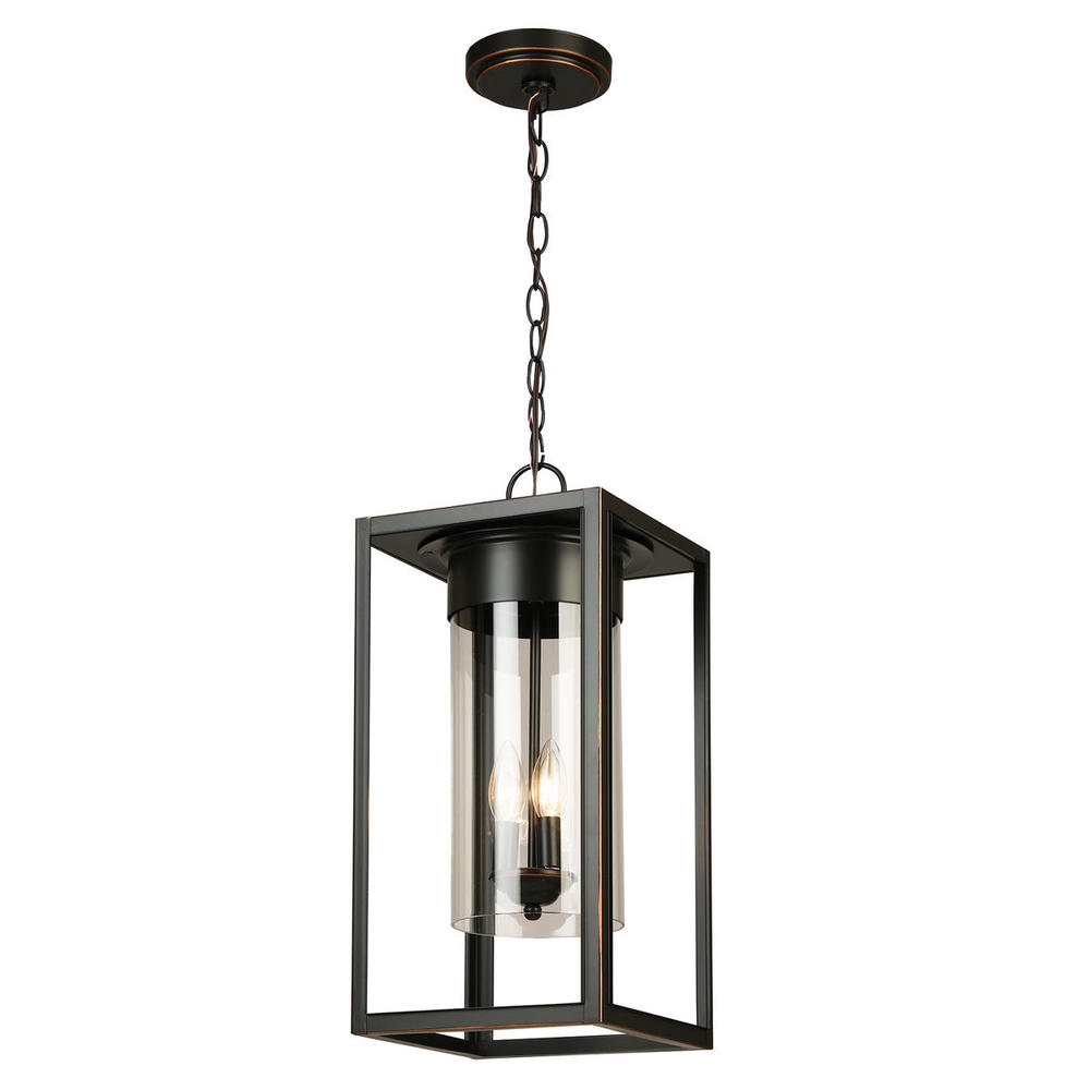 3 LT Outdoor Pendant w/ Oil Rubbed Bronze Finish & Clear Glass Shade