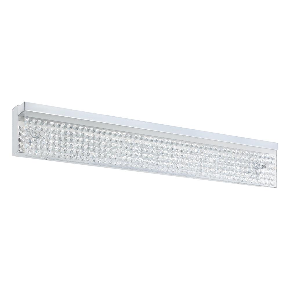 LED Bath/Vanity Light w/ Chrome Finish,Clear Glass & Crystal Strands