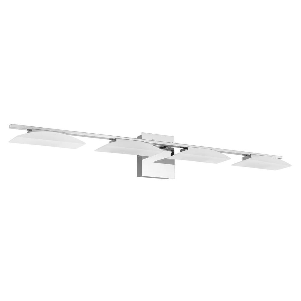 4 LT Integrated LED Bath/Vanity Light w/ Chrome Finish & Satin Shade