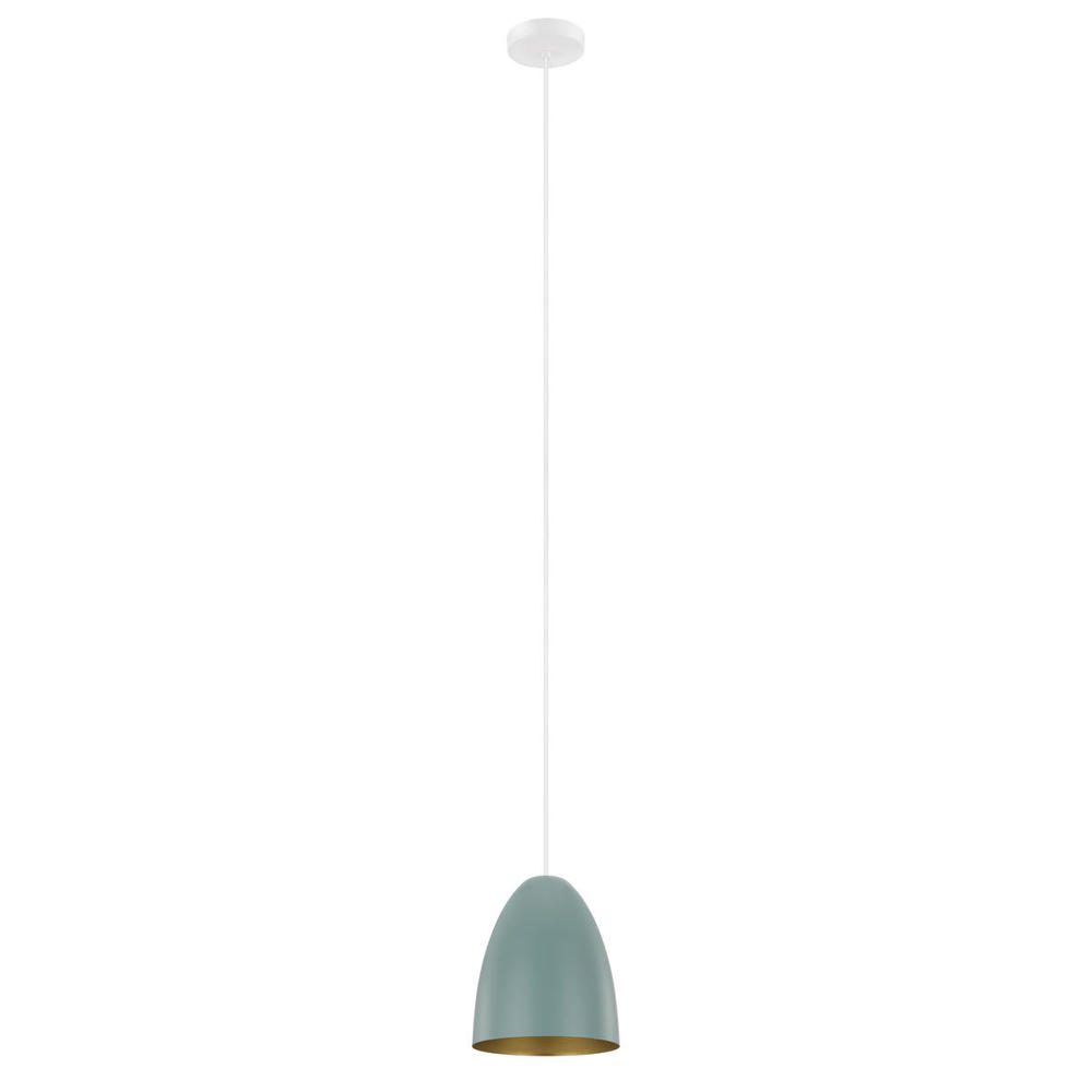 1 LT Mini Pendant w/ White Finish & Green & Gold Shade