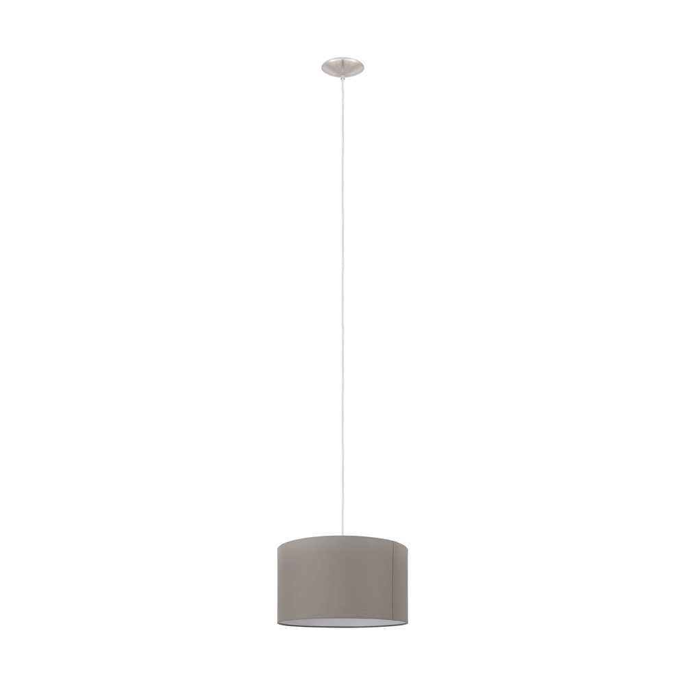 1 LT Pendant w/ Matte Nickel Finish & Taupe Fabric Shade
