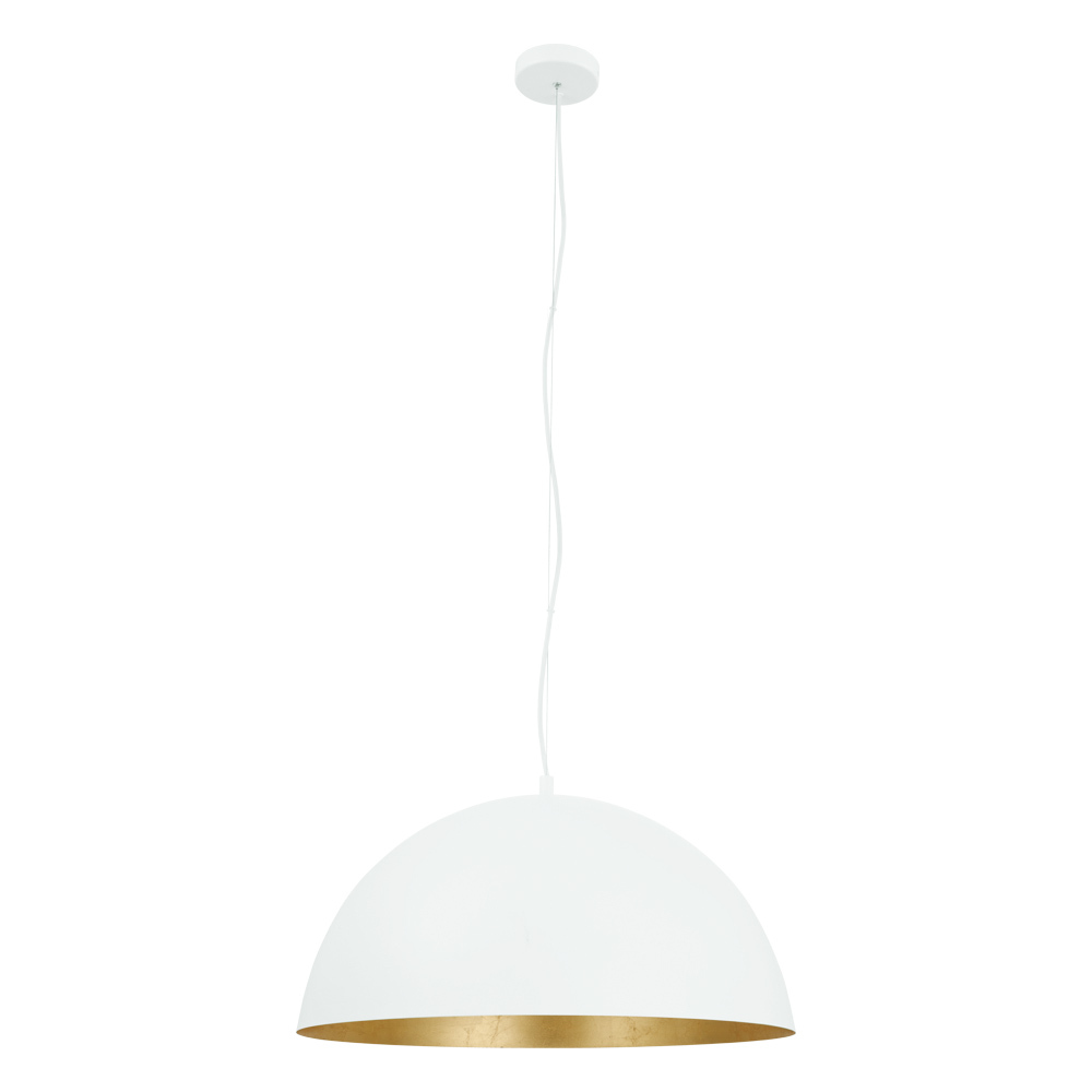 1 LT Pendant w/ White Finish & White & Gold Metal Shade