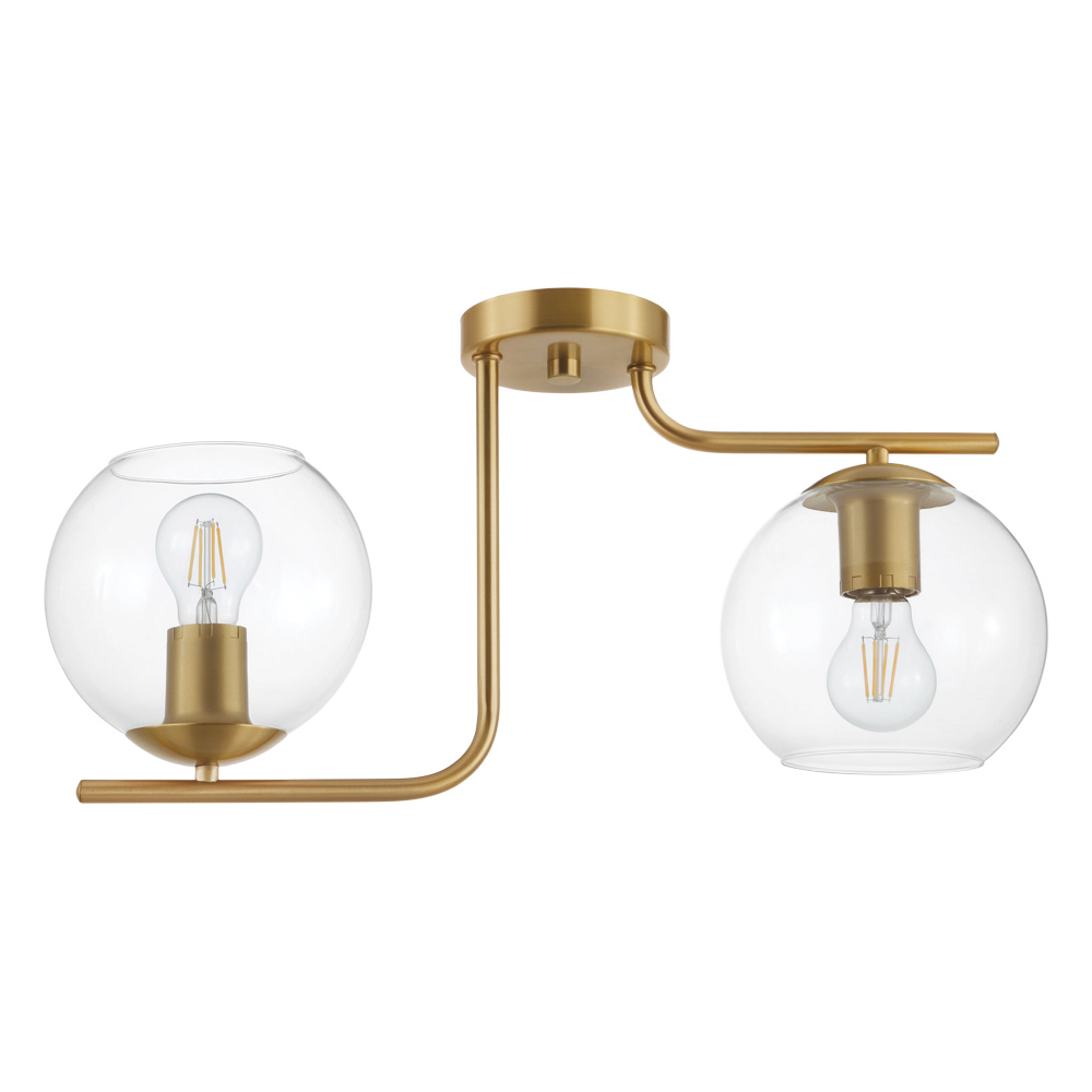 2 LT Ceiling Light w/ Brushed Gold Finish & Clear Glass Shades