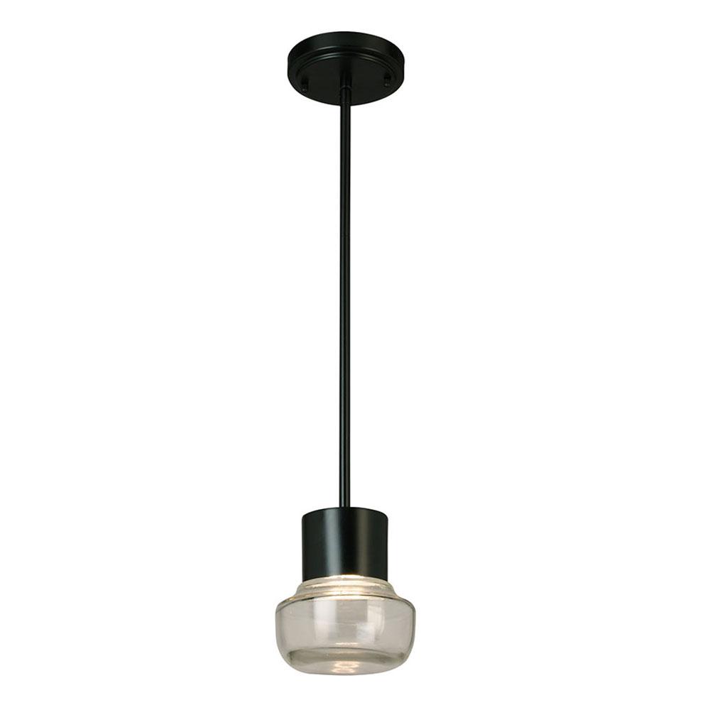 1 LT Integrated LED Indoor/Outdoor Mini Pendant w/ Black Finish & Clear Glass