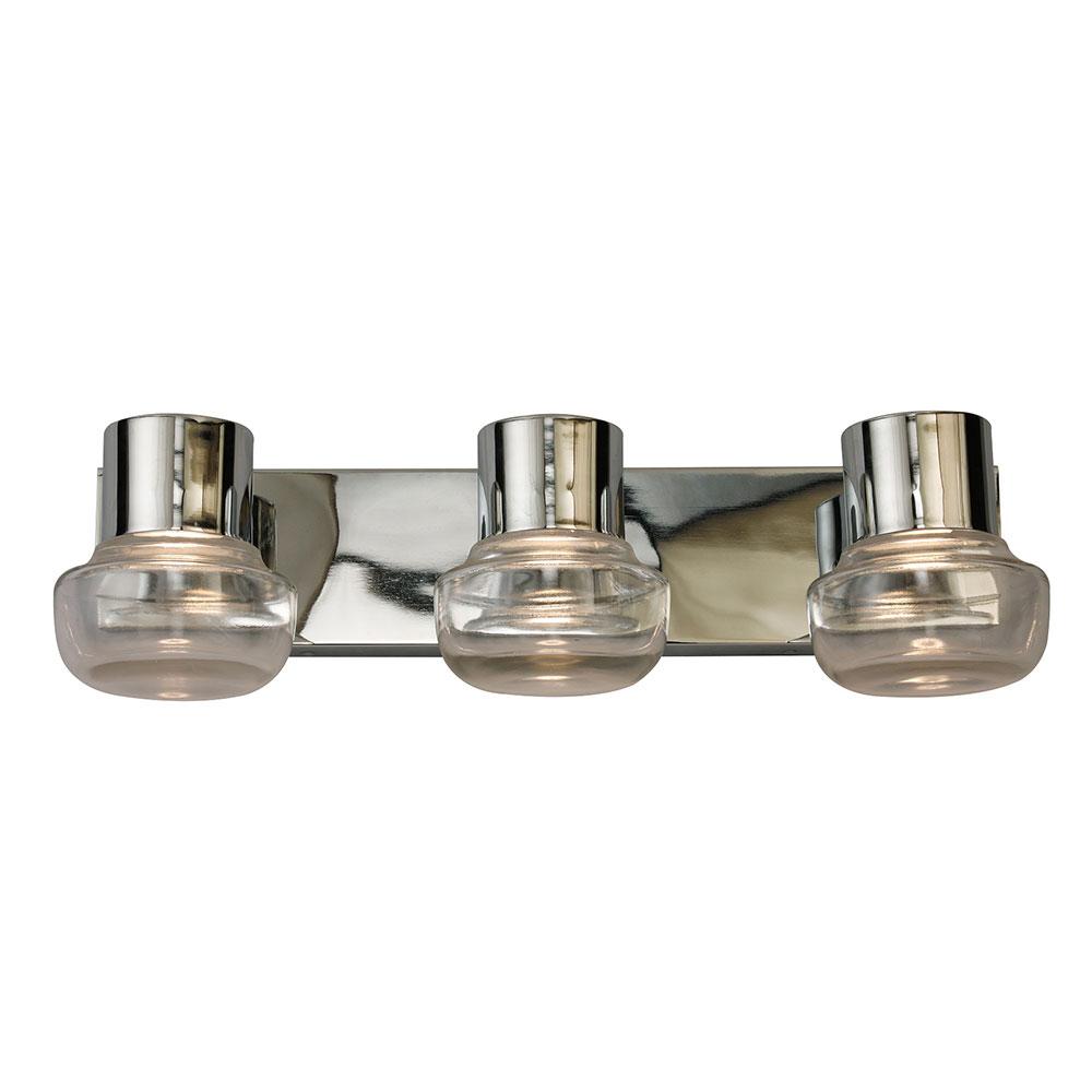 3 LT Integrated LED Bath/Vanity Light w/ Chrome Finish & Clear Glass Shades