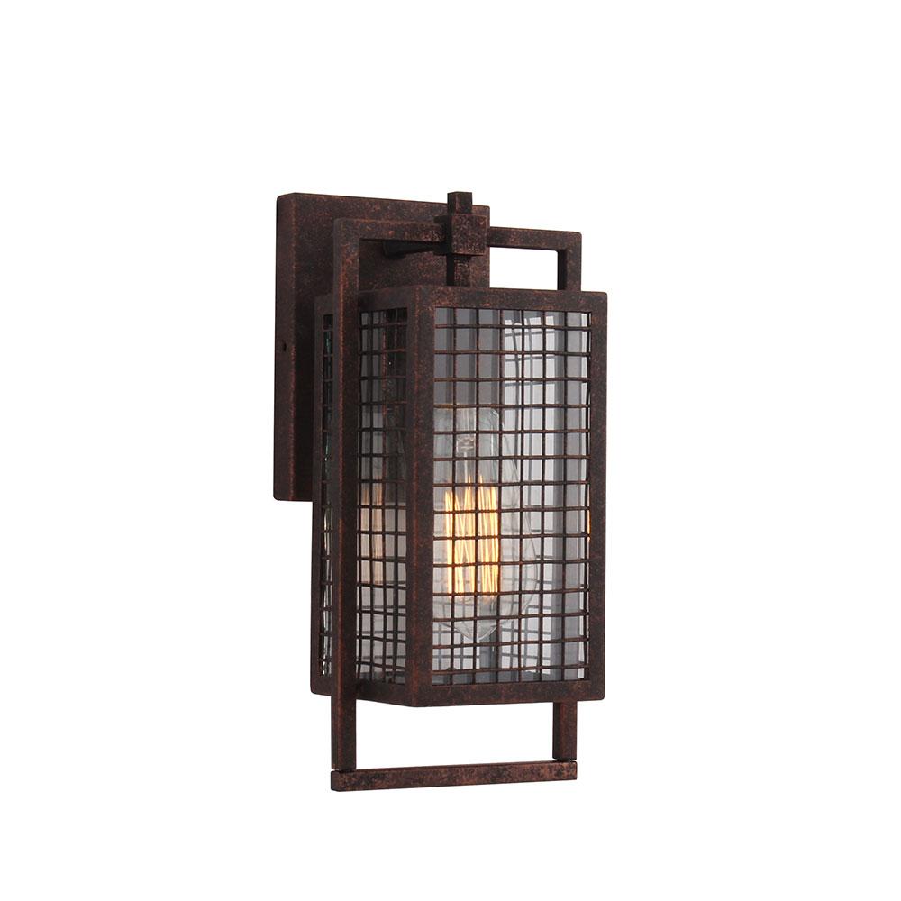 1 LT Outdoor Wall Light w/ Rust Color Finish & Clear Glass Shade