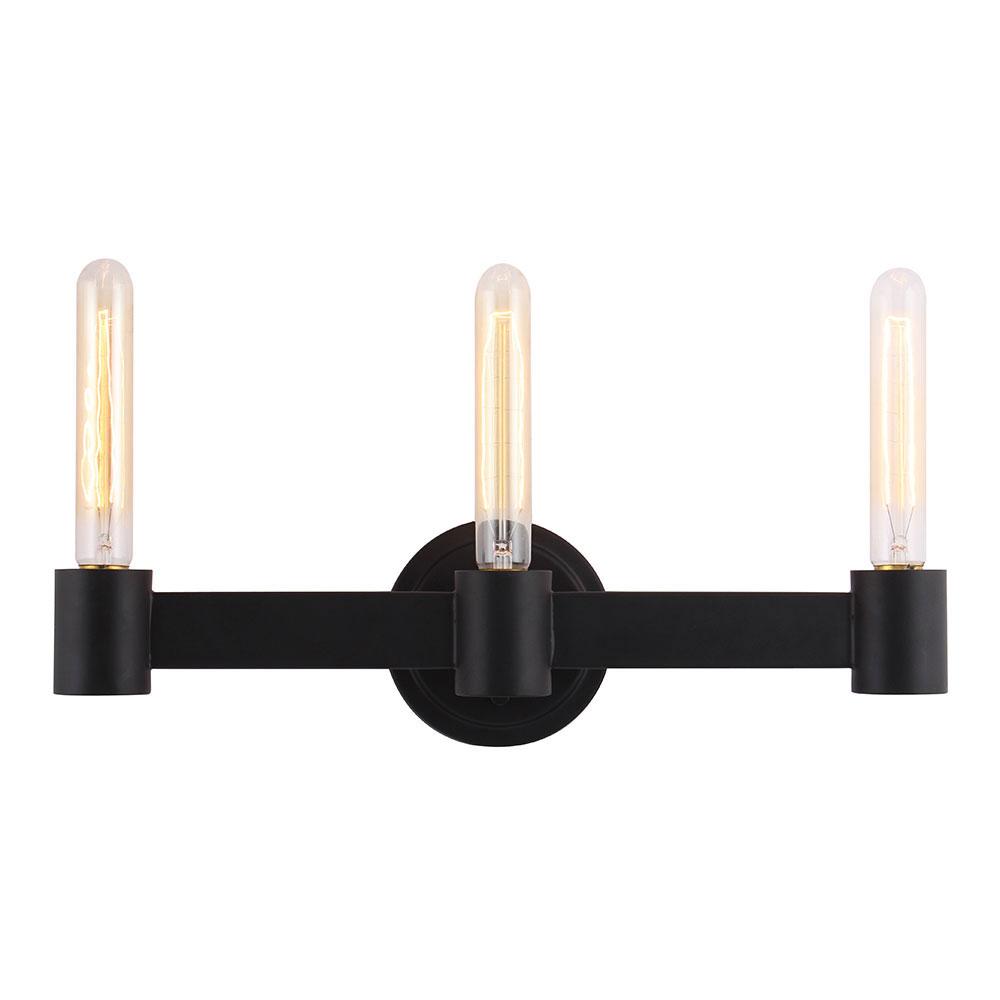 3 LT Bath/Vanity light w/ Matte Black Finish & Open Bulbs
