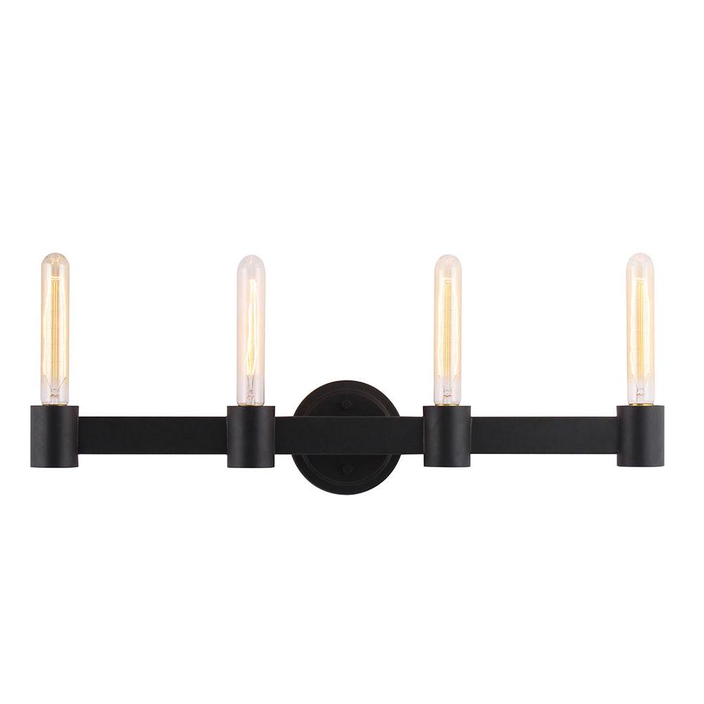 4 LT Bath/Vanity Light w/ Matte Black Finish & Open Bulbs