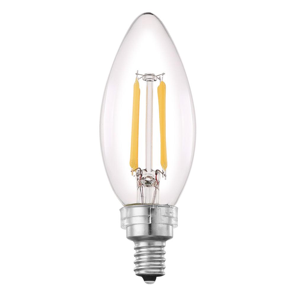 4W Clear LED E12/Candelabra base bulb 450 Lumens, 3000K