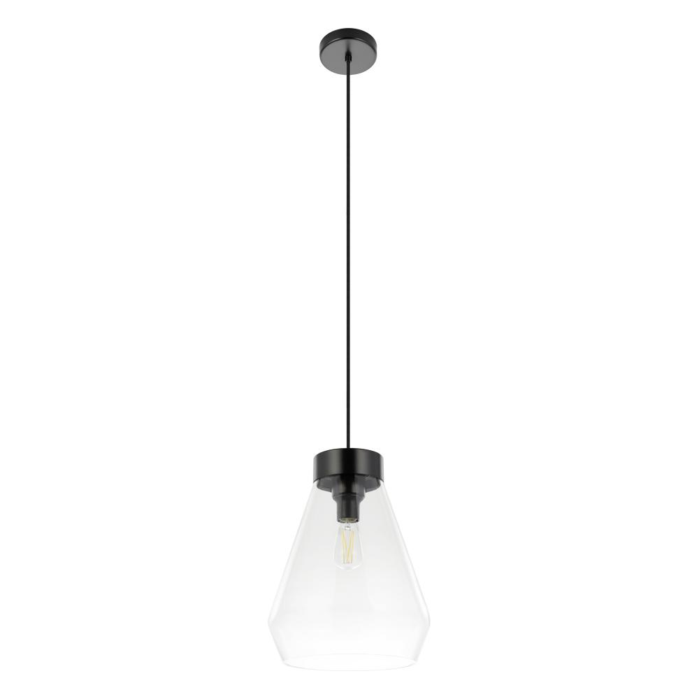 1 LT Pendant w/ Matte Black Finish & Clear Glass Shade