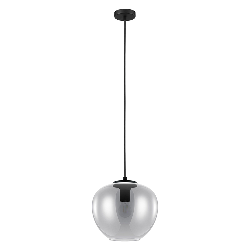 1 LT Pendant w/ Black Finish & Chrome Smoked Glass Shade