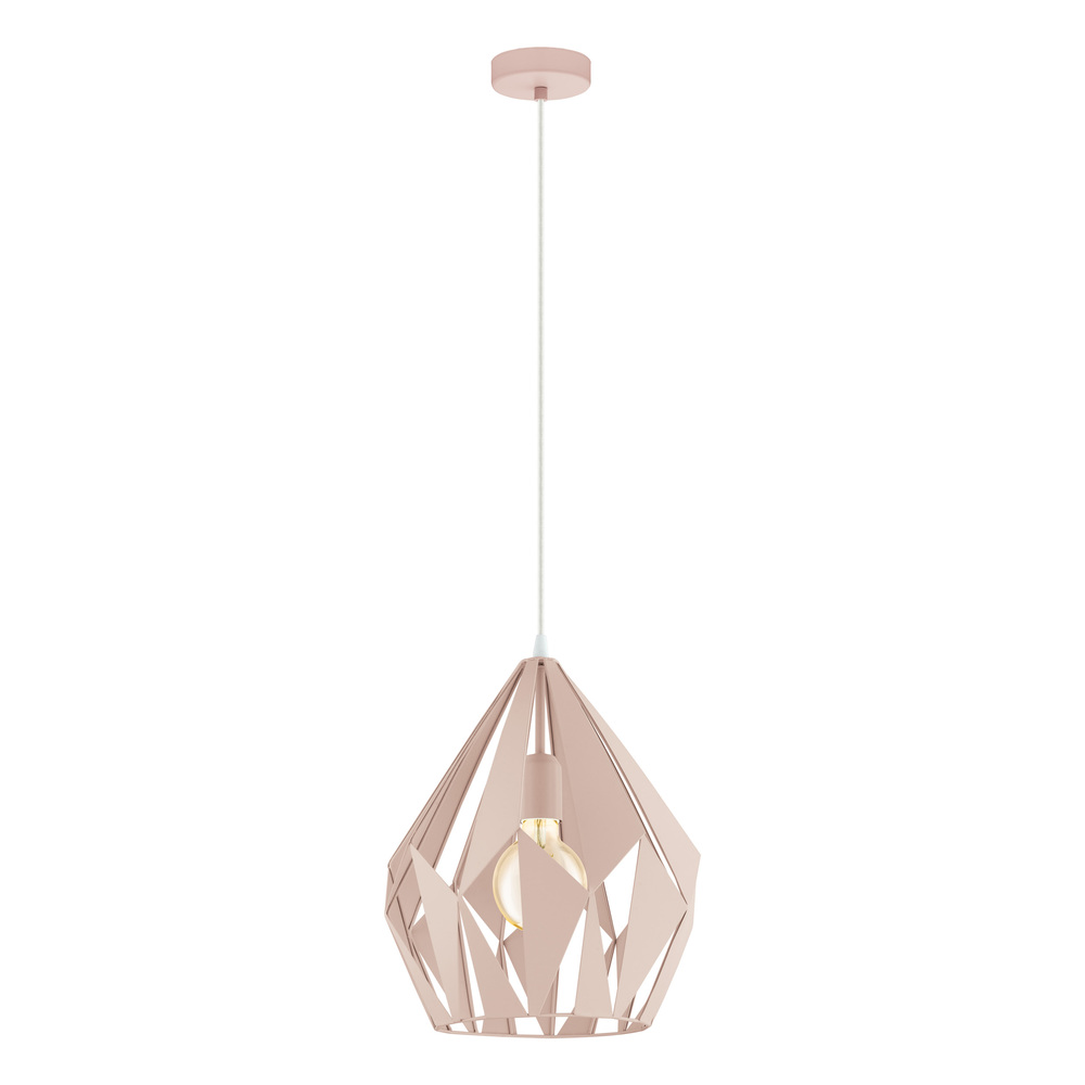 1 LT Pendant w/ Apricot Finish & Apricot Geomteric Metal Shade