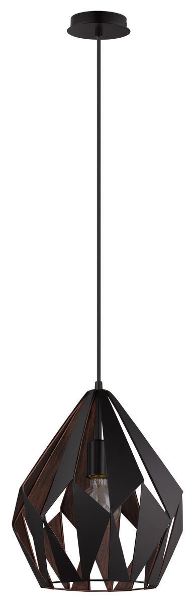 1 LT Pendant w/ Black Finish & Black w/ Copper Interior Geometric Metal Shade