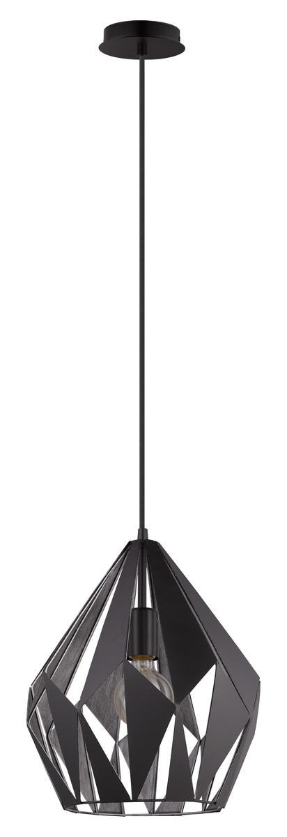 1 LT Pendant w/ Black Finish & Black w/ Silver Interior Geometric Metal Shade