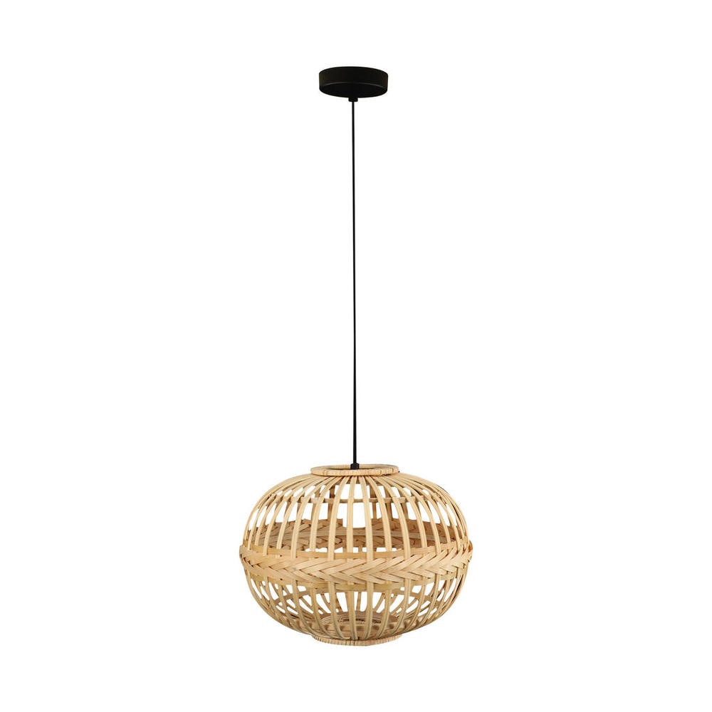 1 LT Pendant w/ Brown Finish & Wood Shade