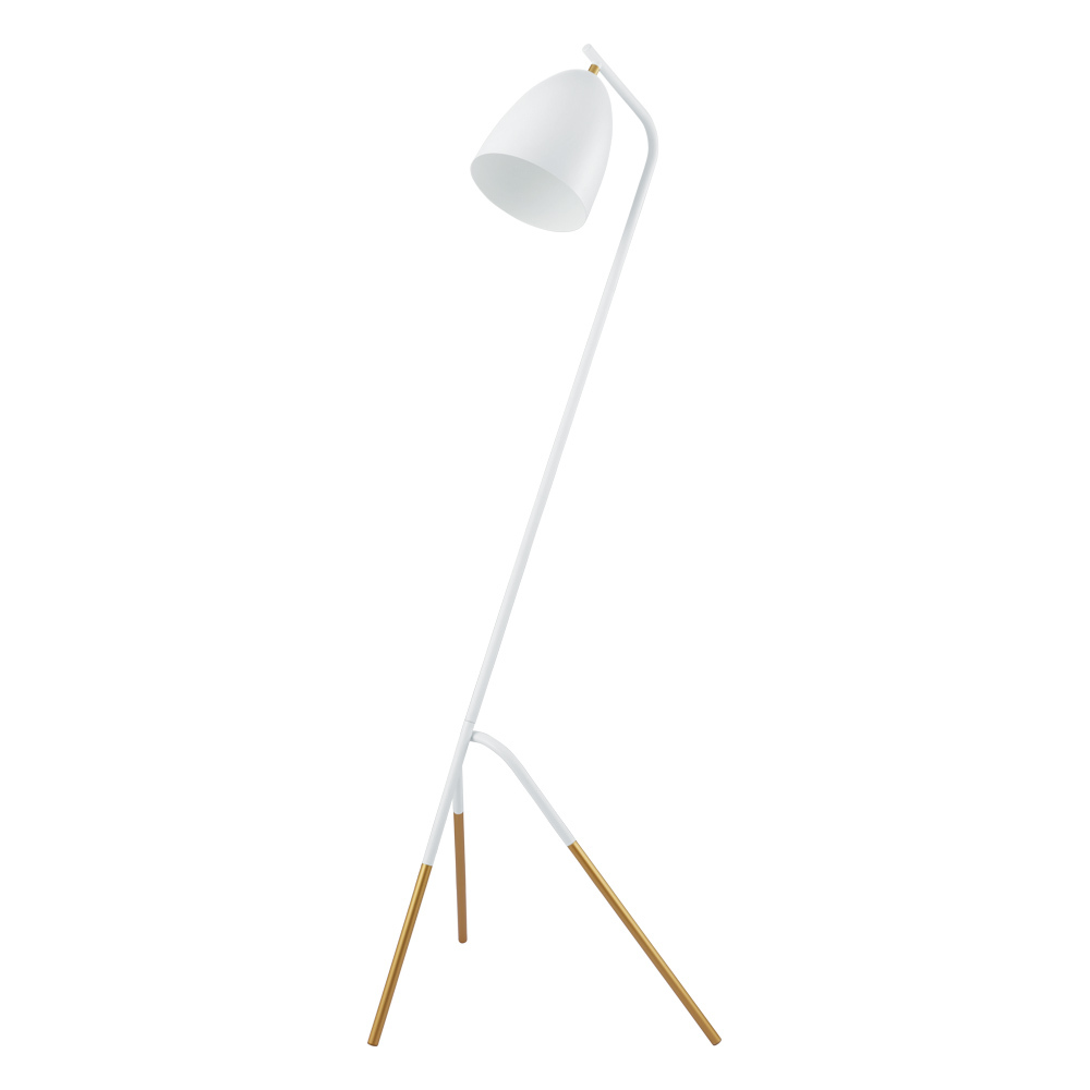 1 LT Floor Lamp w/ White & Gold Finish & White Metal Shade