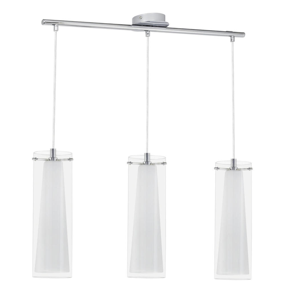 3 LT Linear Pendant w/ Chrome Finish & White Glass Surrounded By Clear Glass Shades