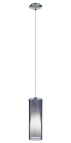 1 LT Mini Pendant w/ Matte Nickel Finish & White Glass Surrounded by Smoked Glass