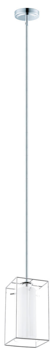 1 LT Pendant w/ Chrome Finish & Clear Glass surrounding White Glass Shade