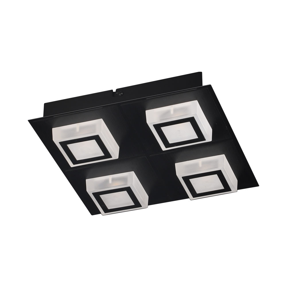 4 LT Integrated LED Ceiling/Wall Light w/ Black Finish & White Shades