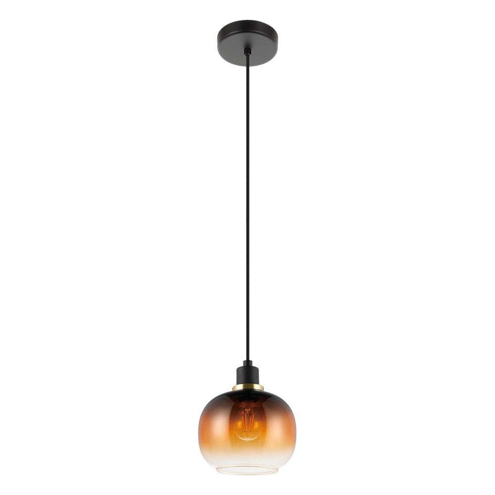 1 LT Pendant w/Black Finish & Vaporized Amber Glass Shade