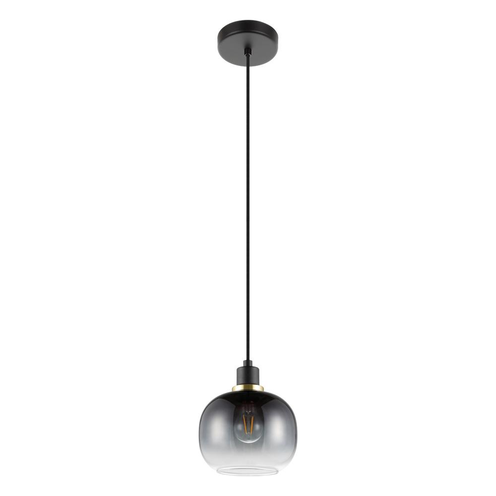 1 LT Pendant w/ Black Finish & Vaporized Black Glass Shade