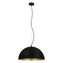 Eglo 204319A - 1 LT Pendant w/ Black Finish & Black w/ Gold Leaf Interior Shade