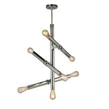 Eglo 204473A - 7 LT Open Bulb Pendant w/ Chrome Finish & Semi Adjustable Arms