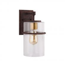 Eglo 204544A - 1 LT Outdoor Wall Light w/ Rust Color Finish w/ Gold accent & Clear Seeded Glass