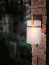 Eglo 204545A - 1 LT Outdoor Wall Light w/ Rust Color Finish w/ Gold accent & Clear Seeded Glass