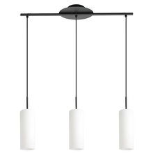 Eglo 205132A - 3 LT Linear Pendant w/ Structured Black Finish &  Opal Glass Shade