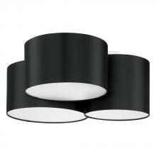 Eglo 205186A - 3 LT Ceiling Light w/ Black Fnish & Black & White Fabric Shades
