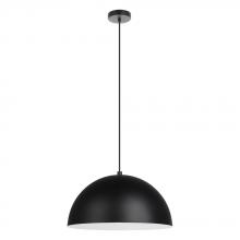 Eglo 205292A - 1 LT Pendant w/ Black Finish & Black & Matte White Metal Shade