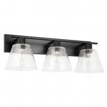 Eglo 205619A - 3 LT Bath/Vanity Light w/ Matte Black Finish & Clear Glass Shades