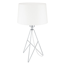Eglo 39181A - 1 LT Table Lamp w/ a Geometric Chrome Base & Round White Fabric Shade