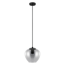 Eglo 39656A - 1 LT Mini Pendant w/ Black Finish & Chrome Smoked Glass Shade