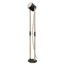 Eglo 43048A - 1 LT Floor Lamp w/ Black & Wood Finish & Black w/ White Shade