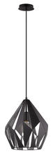 Eglo 49255A - 1 LT Pendant w/ Black Finish & Black w/ Silver Interior Geometric Metal Shade