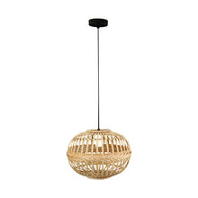 Eglo 49771A - 1 LT Pendant w/ Brown Finish & Wood Shade