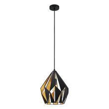 Eglo 49931A - 1 LT Pendant w/ Black Finish & Black & Gold Leaf Shade