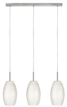 Eglo 88954A - 3 LT Linear Pendant w/ Matte Nickel Finish & White Glass Shades