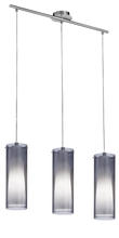 Eglo 90305A - 3 LT Linear Pendant w/ Matte Nickel Finish & White Glass Surrounded by Smoked Glass