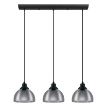 Eglo 98384A - 3 LT Linear Pendant w/ Black Finish & Metallic Smoked Glass Shades