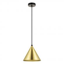 Eglo 99591A - 1 LT Mini Pendant w/ Black Finish & Brushed Brass Metal Shade