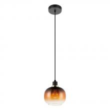 Eglo 99614A - 1 LT Pendant w/Black Finish & Vaporized Amber Glass Shade