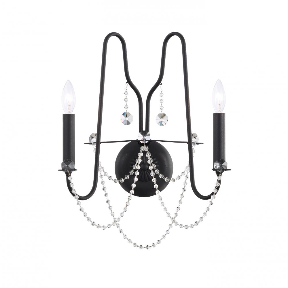 Esmery 2 Light 120V Wall Sconce in Polished Silver with Optic Crystal